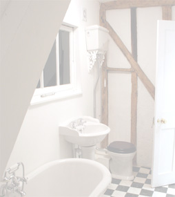 Grade II listed timber framed house - bathroom after restoration